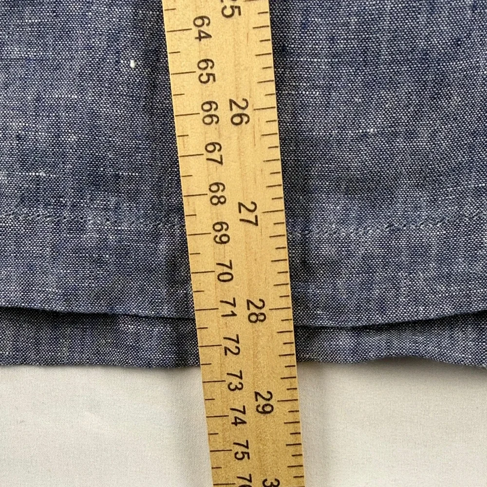 Antibes Blanc 100% Linen V-Neck Top Blue Size 1X - Picture 5 of 6